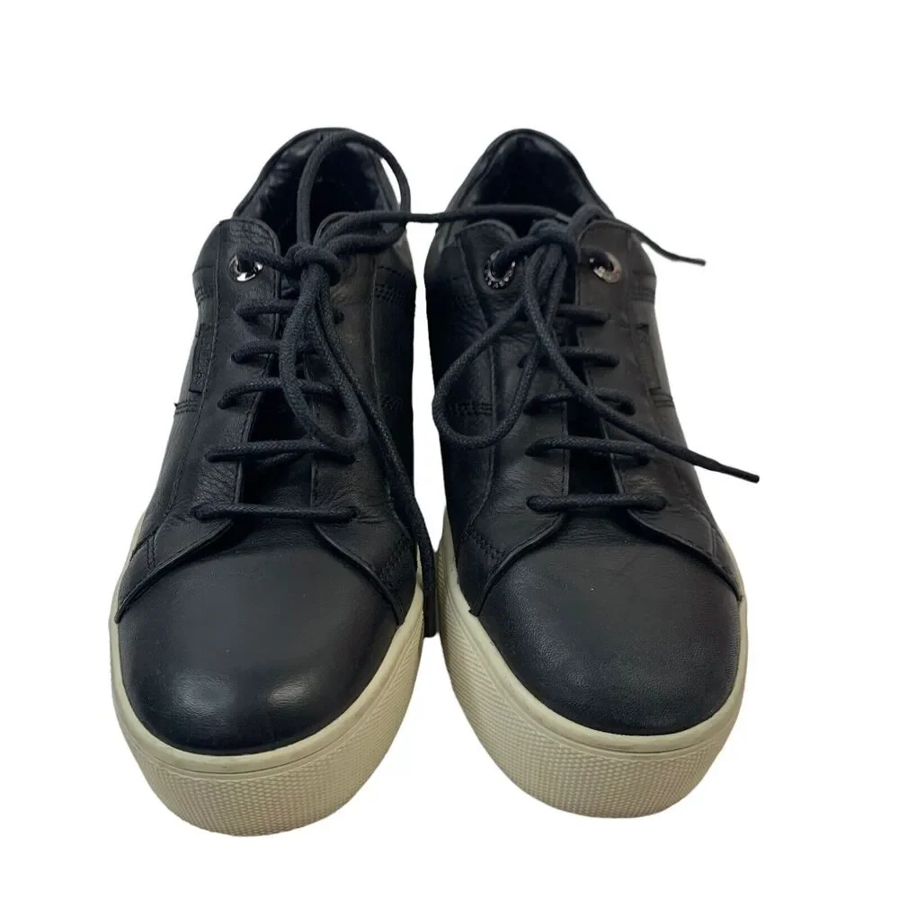 Carmela Size 37 6 Sneaker Love For Leather Black Slip On Lace Up Platform‎ Shoes